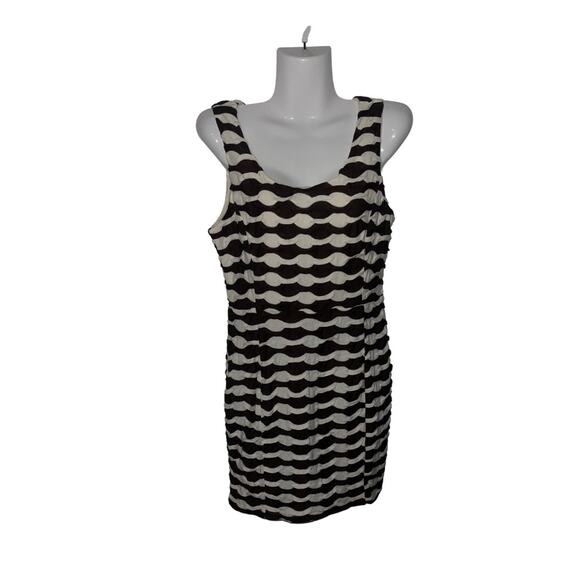 Forever 21 mini sleeveless dress black and white wavy pattern bodycon size M - Picture 3 of 6